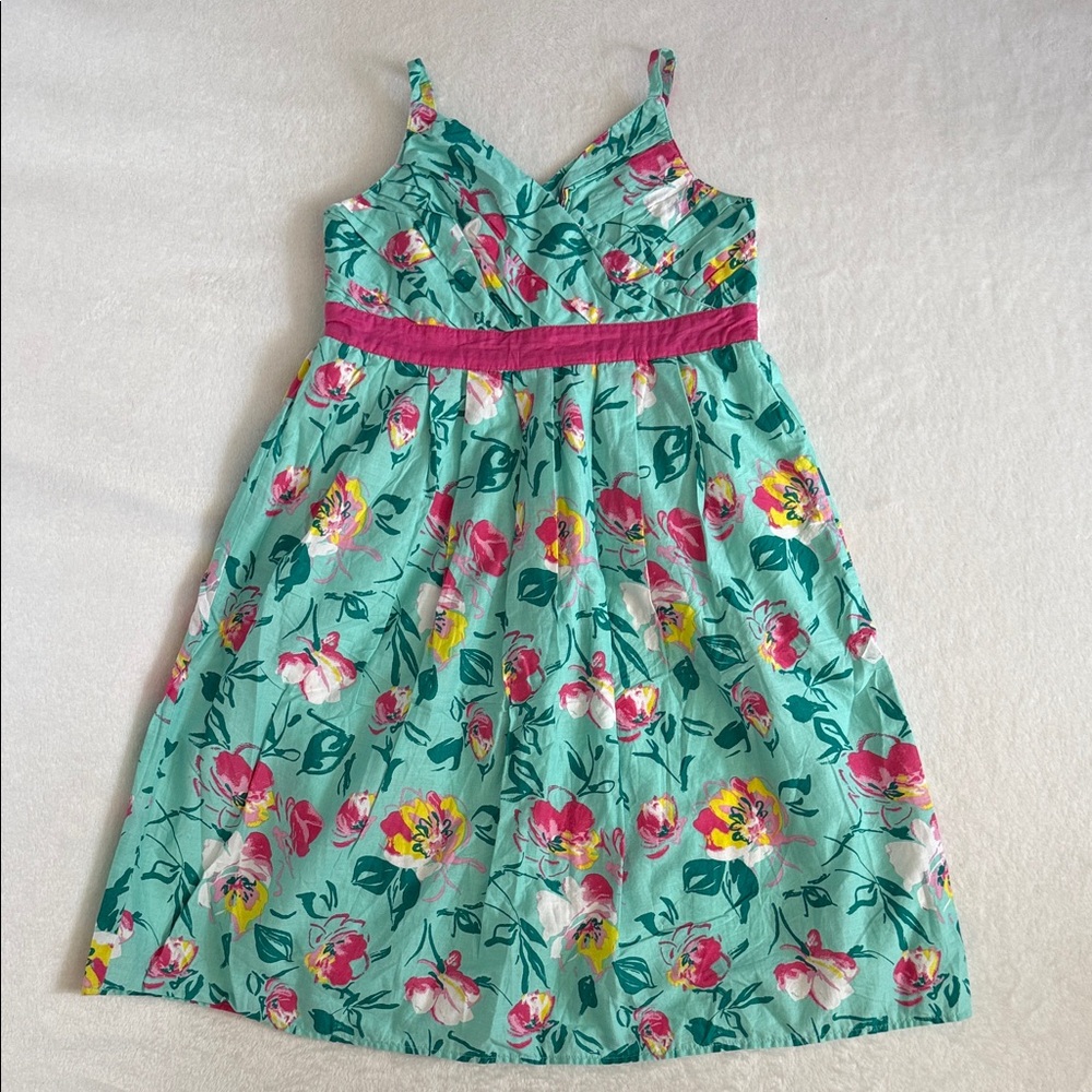 Aphorism | Floral Print Sleeveless A-Line Smocked Back Lined Sun Dress (10)